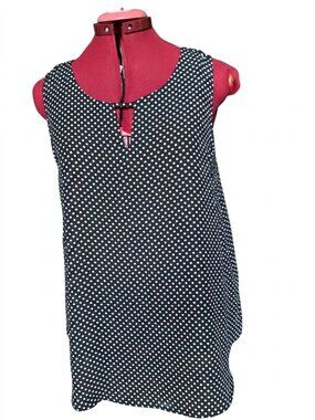 Counterparts Black & White Polka Dot Keyhole Tank Top – Size Large
